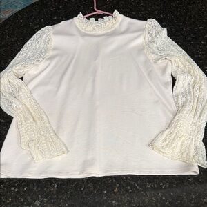 Elegant cream Lace Sleeve Women's Top